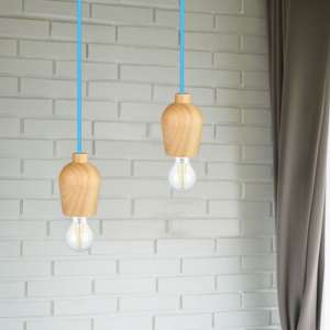 Пендел дървен/син кабел Ø73mm V-TAC VT-7778 | AVStore