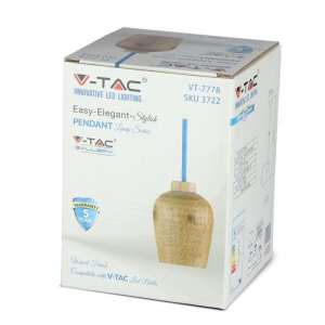 Пендел дървен/син кабел Ø73mm V-TAC VT-7778 | AVStore
