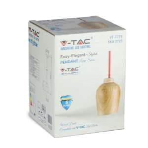 Пендел дървен/червен кабел Ø73mm V-TAC VT-7778 | AVStore