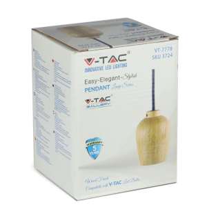 Пендел дървен/лилав кабел Ø73mm V-TAC VT-7778 | AVStore