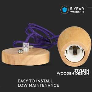 Пендел дървен/лилав кабел Ø73mm V-TAC VT-7778 | AVStore