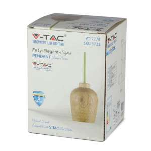 Пендел дървен/зелен кабел Ø73mm V-TAC VT-7778 | AVStore