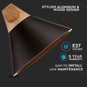 Алуминиев пендел черен Ø250mm V-TAC VT-7425 | AVStore