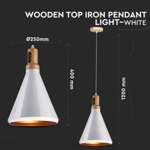 Пендел бял/дървен връх Ø250mm V-TAC VT-7525 | AVStore