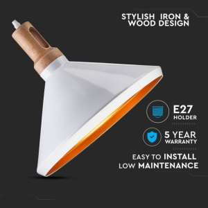 Пендел бял/дървен връх Ø350mm V-TAC VT-7535 | AVStore