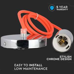 Пендел метален/оранжев кабел Ø36mm V-TAC VT-7338 | AVStore