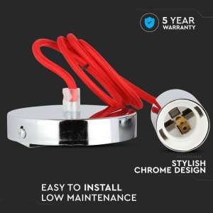 Пендел метален/червен кабел Ø36mm V-TAC VT-7338 | AVStore