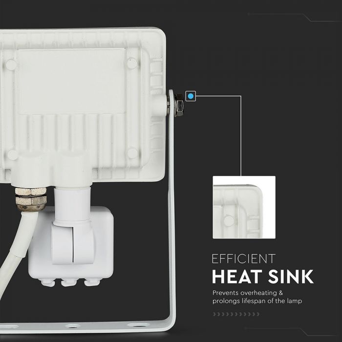 434-i2_293 LED прожектор със сензор за движение 10W 6400K VT-10-S V-TAC бял | AVStore