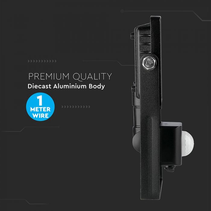 438-i6_267 LED прожектор със сензор за движение 10W 3000K VT-10-S V-TAC черен | AVStore