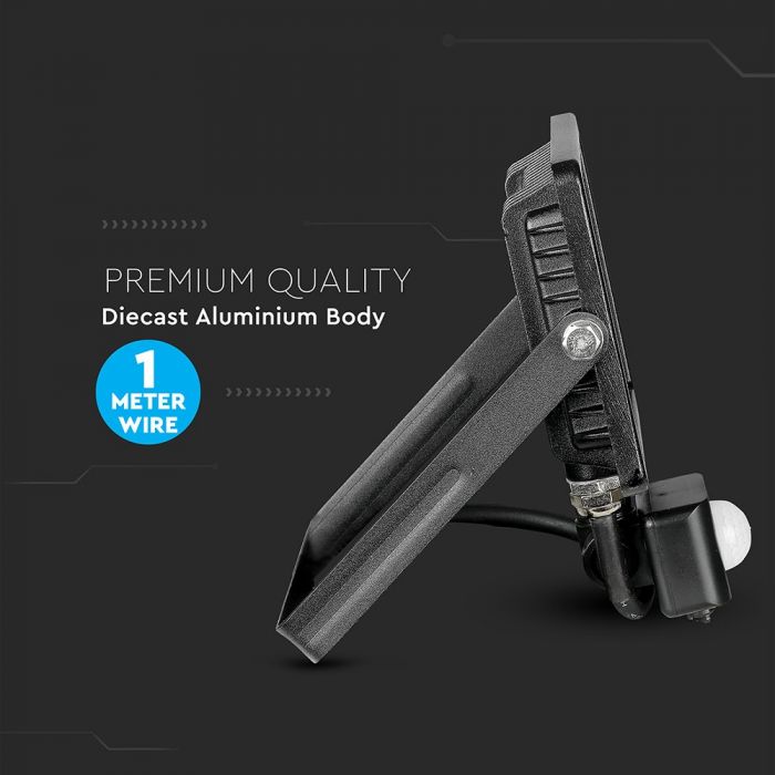 451-i6_701 LED прожектор със сензор за движение 20W 3000K VT-20-S V-TAC черен | AVStore