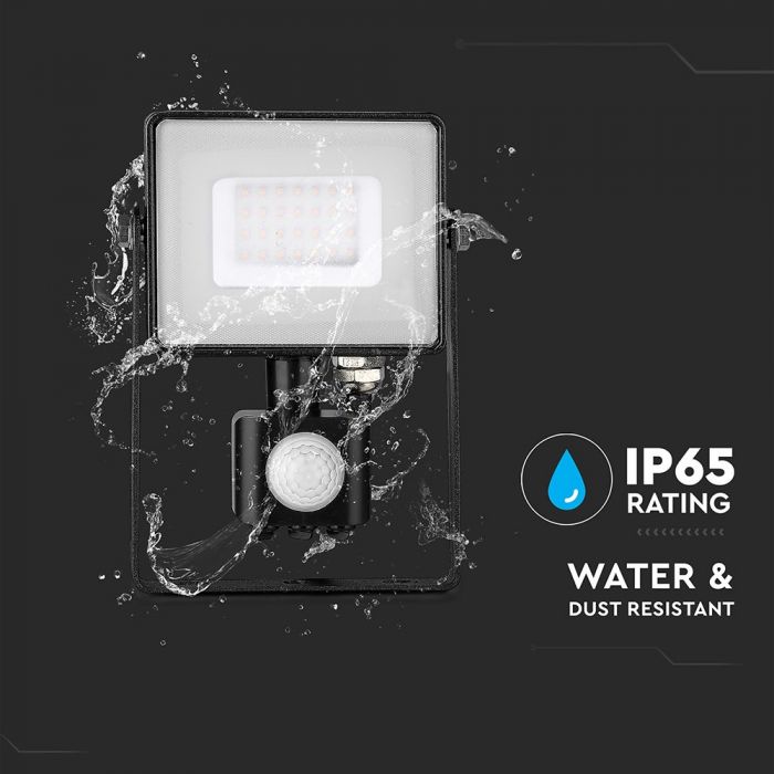 460-i4_1048 LED прожектор със сензор за движение 30W 3000K VT-30-S V-TAC черен | AVStore