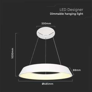 LED пендел Ø485mm 48W 3000K V-TAC VT-7755 бял | AVStore