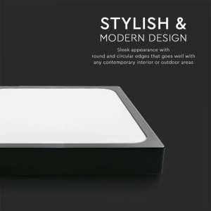 LED плафон квадратен 18W 3000K VT-8618 V-TAC черен | AVStore