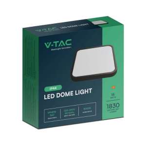 LED плафон квадратен 18W 3000K VT-8618 V-TAC черен | AVStore