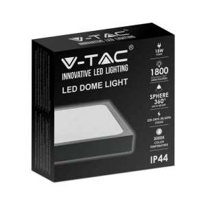 LED плафон квадратен 24W 6500K VT-8624 V-TAC черен | AVStore