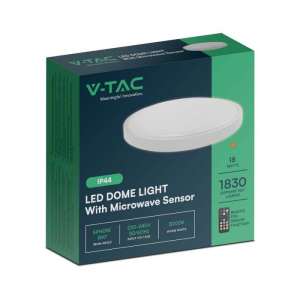 LED плафон кръгъл 18W 3000K със сензор за движение VT-8618S V-TAC бял | AVStore