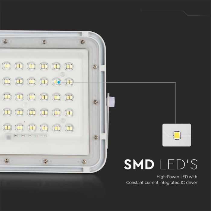 7839-i1 LED соларен прожектор 6W 6400K VT-40W бял | AVStore