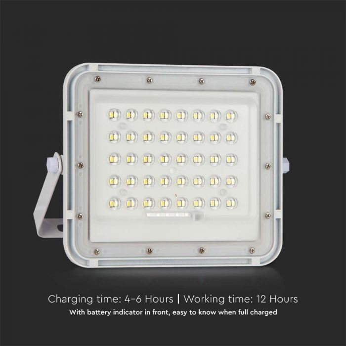 7839-i6 LED соларен прожектор 6W 6400K VT-40W бял | AVStore