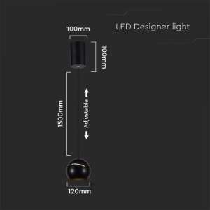 LED пендел с регулируем кабел Ø120mm 8.5W 3000K V-TAC VT-7797 черен | AVStore