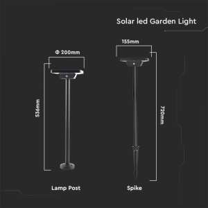 LED соларна лампа 2W 3IN1 VT-4102 V-TAC черна | AVStore
