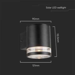 LED соларна стенна лампа със сензор за движение 1W 3000K VT-715S V-TAC черна | AVStore