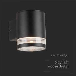 LED соларна стенна лампа със сензор за движение 1W 3000K VT-715S V-TAC черна | AVStore