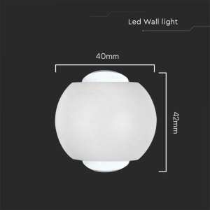 LED COB стенна лампа 2W 4000K VT-2502 V-TAC бяла | AVStore