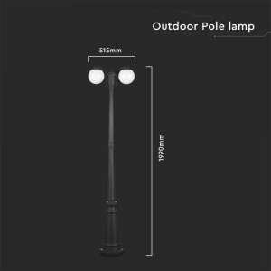 Осветително тяло (2xE27) VT-1232 V-TAC черно 2 метра | AVStore