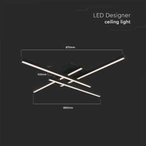 LED плафон 38W 3000K VT-7915 V-TAC черен | AVStore