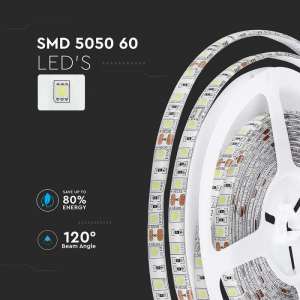 LED лента 7W/M RGB IP65 12V VT-5050-60 V-TAC ролка 5 метра | AVStore