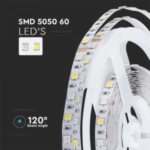 LED лента 8W/M RGB+4000K IP20 12V VT-5050-60 V-TAC ролка 5 метра | AVStore