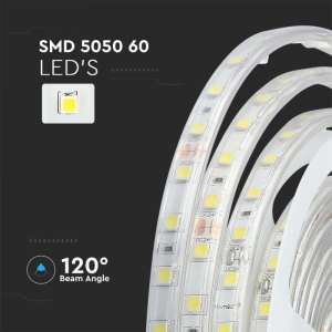 LED лента 10W/M 6500K IP65 24V VT-5050-60 V-TAC ролка 5 метра | AVStore