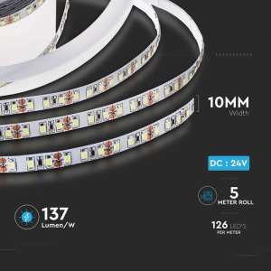 LED лента 8W/M 6400K IP20 24V VT-2835-126 V-TAC ролка 5 метра | AVStore