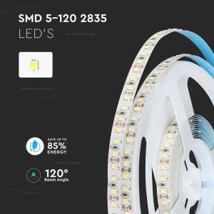 LED лента 12W/M 3000K IP20 Samsung чип 12V VT-5-120 V-TAC ролка 5 метра | AVStore