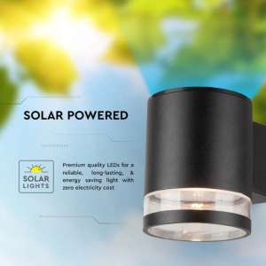 LED соларна стенна лампа 1W 3000K VT-1139 V-TAC черна | AVStore