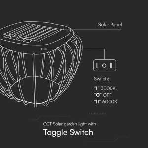 LED соларна лампа/маса 6000+3000K VT-7993 V-TAC сива метална | AVStore