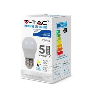LED крушка 4.5W G45 3000K VT-245 V-TAC E27 | AVStore