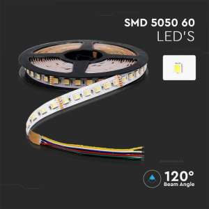 LED лента 24W/M RGB+3IN1 IP20 24V VT-5050-60 V-TAC ролка 5 метра | AVStore