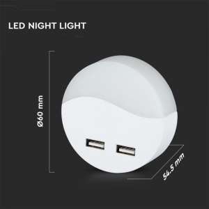LED нощна лампа 0.45W 3000K с USB VT-84 V-TAC кръгла | AVStore