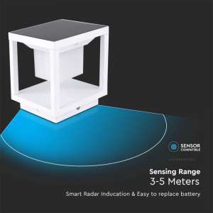 LED соларна лампа фенер със сензор за движение 2W 3000K VT-11022 V-TAC бяла | AVStore