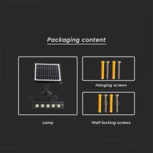 LED соларна стенна лампа със сензор за движение 8W 3000K VT-11108 V-TAC | AVStore