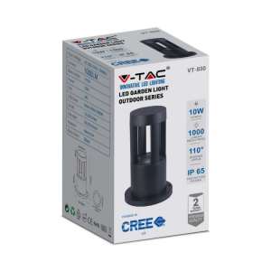 LED градинска лампа 10W 6400K VT-830 V-TAC черна 25 см | AVStore