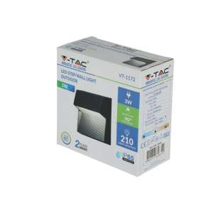 LED лампа за стъпала 3W 3000K VT-1172 V-TAC черна | AVStore