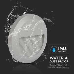 LED лампа за стъпала 2W 3000K VT-1142 V-TAC кръгла сива | AVStore