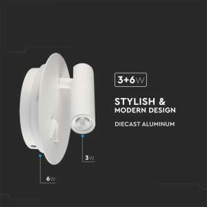 LED стенна лампа 3W+6W 3000K VT-2963 V-TAC бяла | AVStore