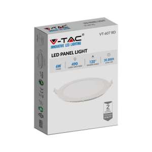 LED панел 6W 3000K V-TAC VT-607 12см | AVStore