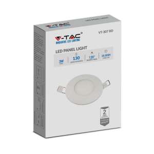 LED панел с EMC драйвер 3W 4000K V-TAC VT-307 8см | AVStore