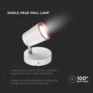 LED стенна лампа 6W 4000K VT-806 V-TAC бяла | AVStore