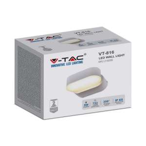 LED стенна лампа 5W 3000K VT-816 V-TAC бяла | AVStore