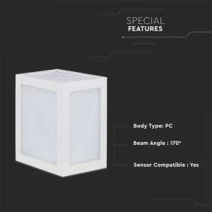 LED стенна лампа 12W 4000K VT-822 V-TAC бяла | AVStore